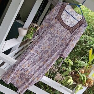 Johnny Was Floral  Midi Dress - Purple and gold